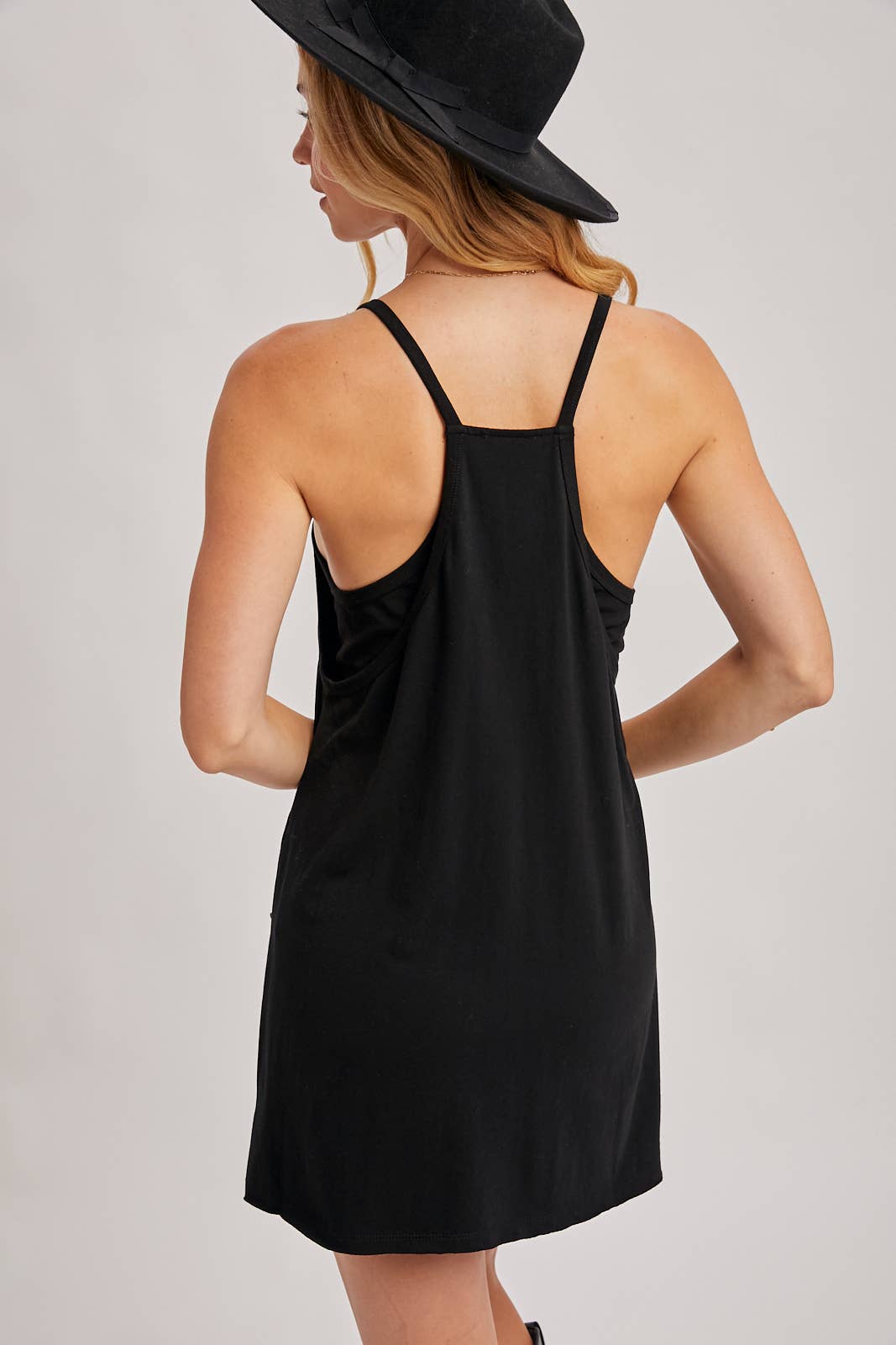 BUILT-IN SHORTS KNIT SLEEVELESS MINI DRESS