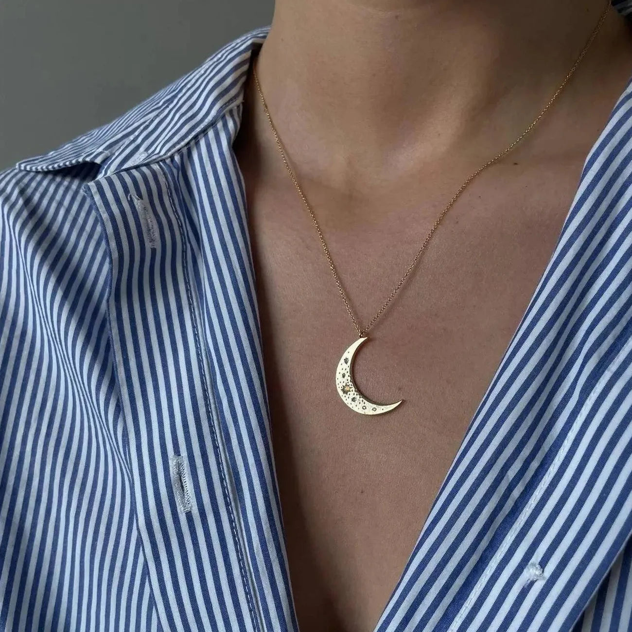 Moon Crescent Necklace in Gold