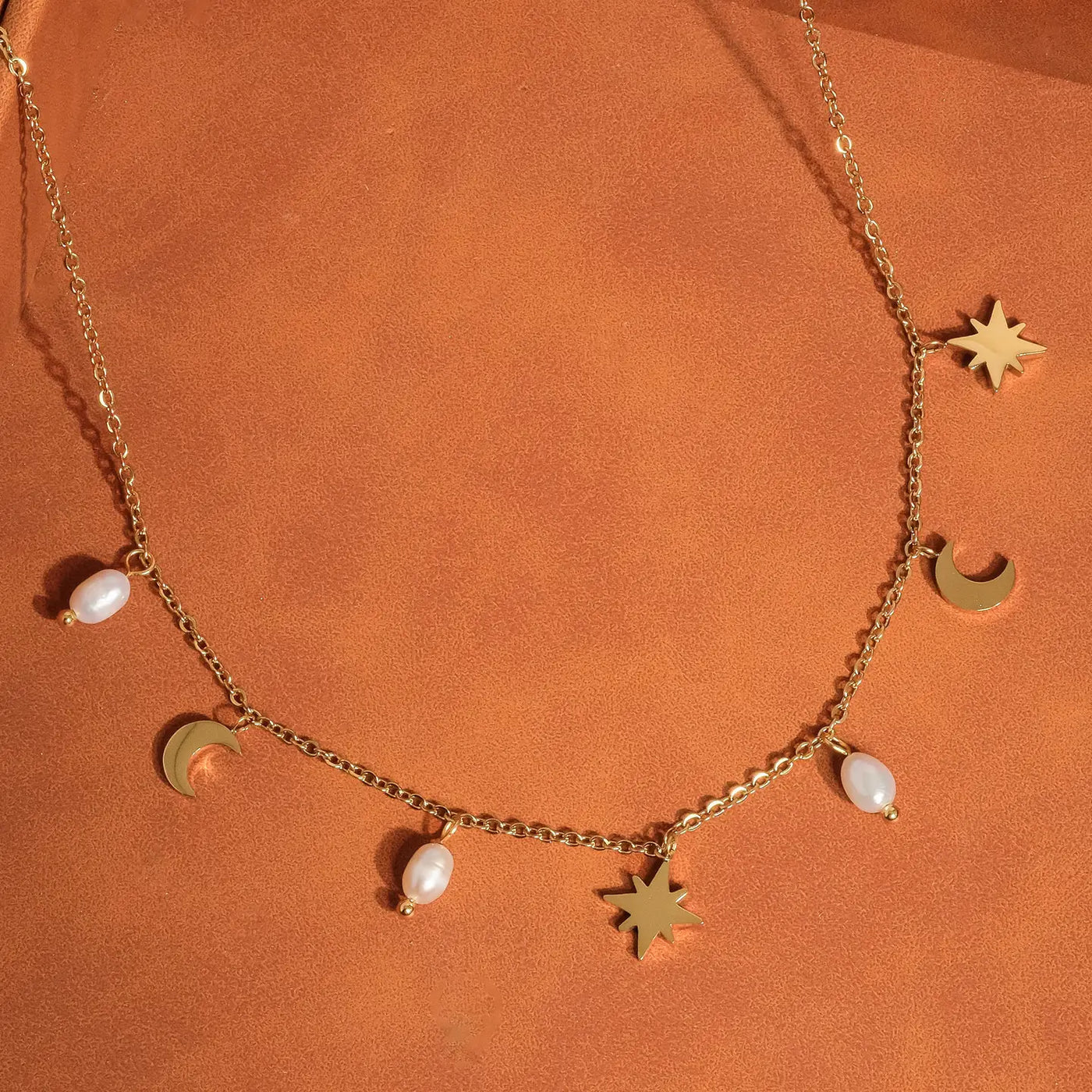 Pearl Moon and Star Choker