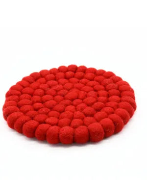 Handmade Felt Trivet in Red