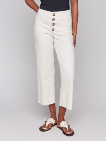 Flex Twill Front Button Fly Straight Leg Crop Pant