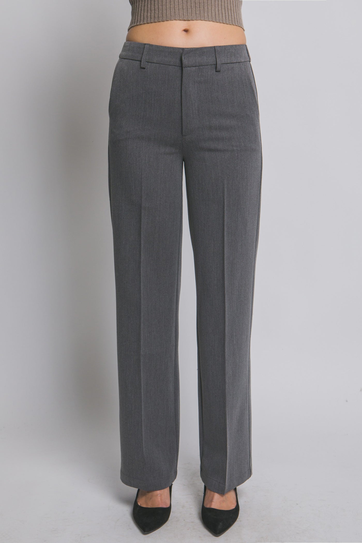 Straight Leg Pants in Heather Grey