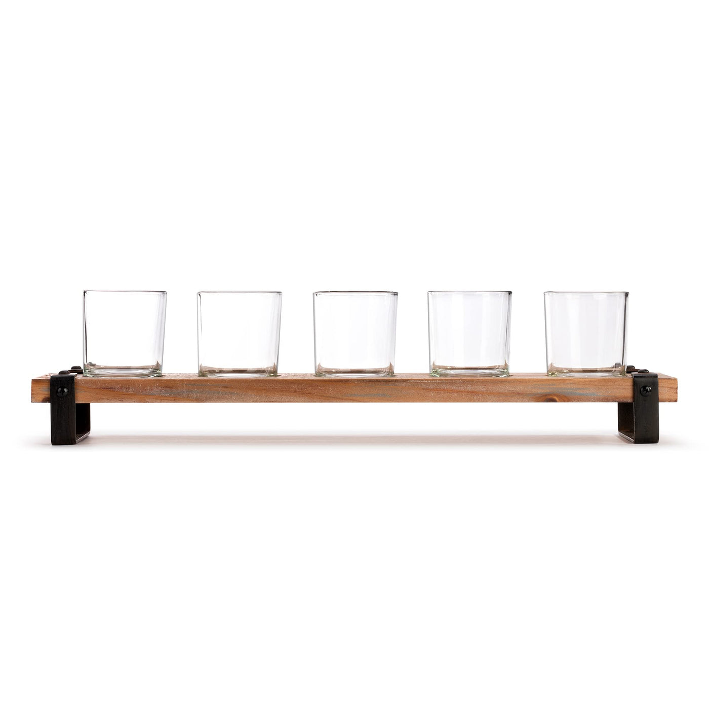 Demdaco Rustic Brown Wood Tea Light Holder - Holds 5 Votive Candles