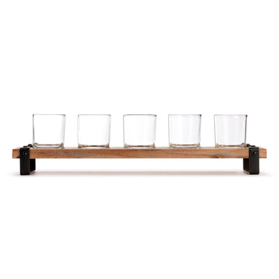 Demdaco Rustic Brown Wood Tea Light Holder - Holds 5 Votive Candles