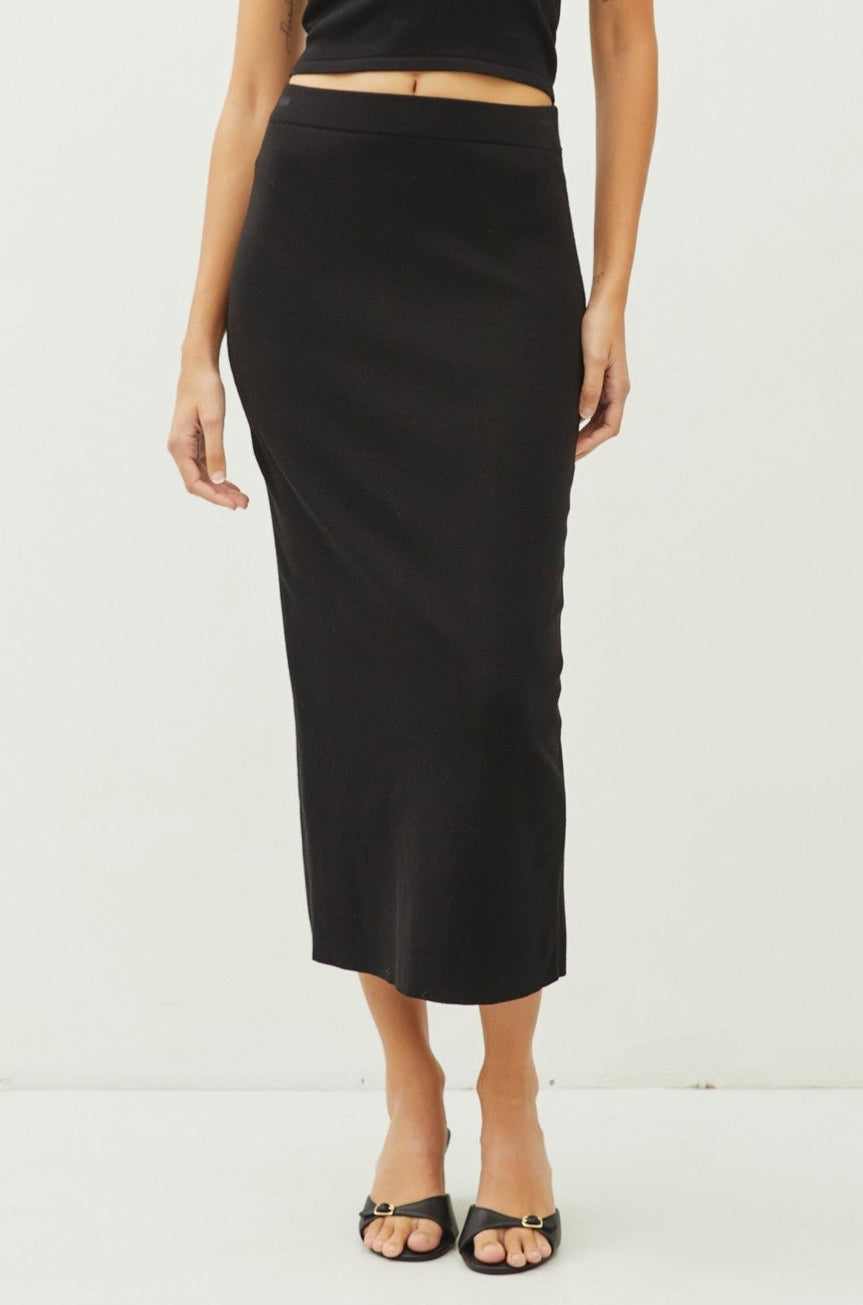 Knitted High Rise Midi Skirt