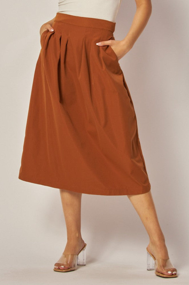 Mariana Midi Skirt  in Roasted Brown