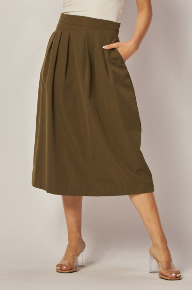 Mariana Midi Skirt in Olive