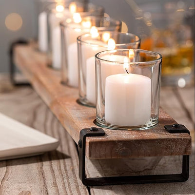 Demdaco Rustic Brown Wood Tea Light Holder - Holds 5 Votive Candles