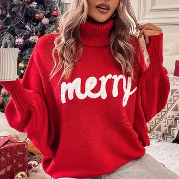 "Merry" Knitted Christmas Sweater