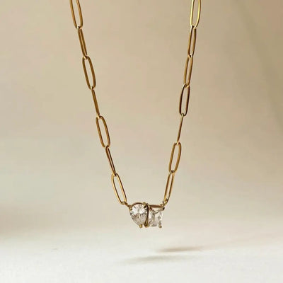 Toi et moi Paperclip Chain Necklace in Gold