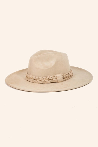 Double Rope Braid Fedora Hat in Camel