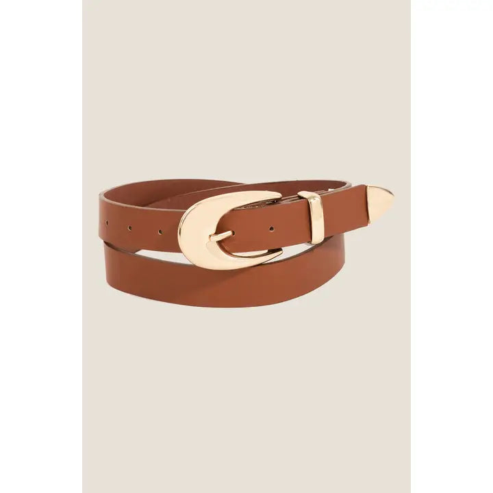 Sleek Faux Leather Belt in Brown