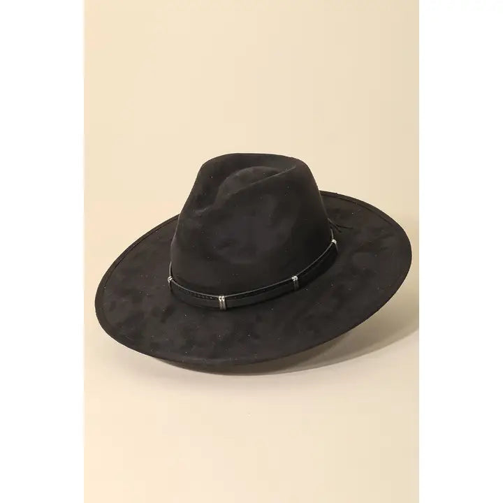 Wide Brim Fedora Hat in Black