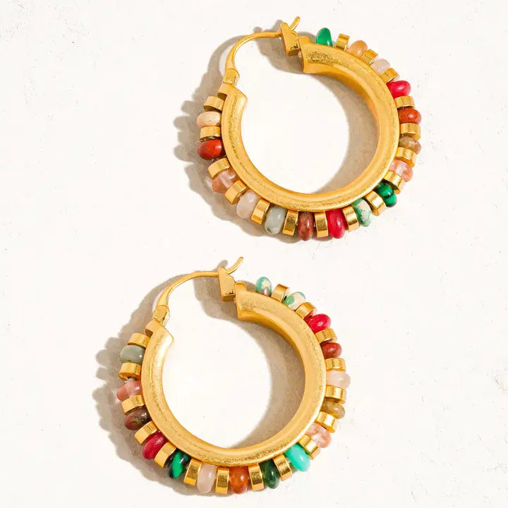 Capri Color Beaded Resort Hoop Earring