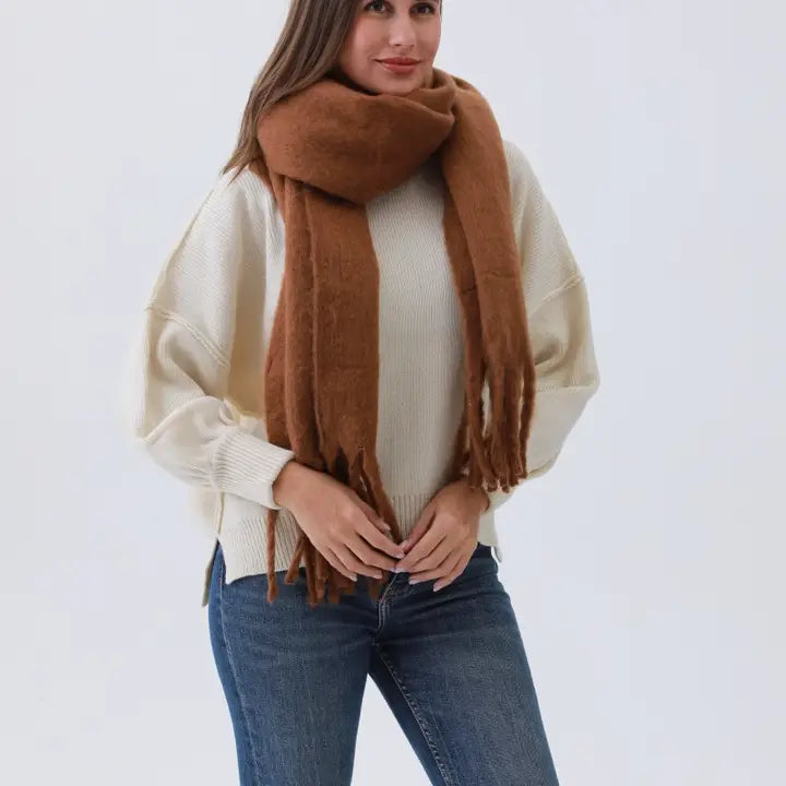Cozy Knit Scarf With Tassels