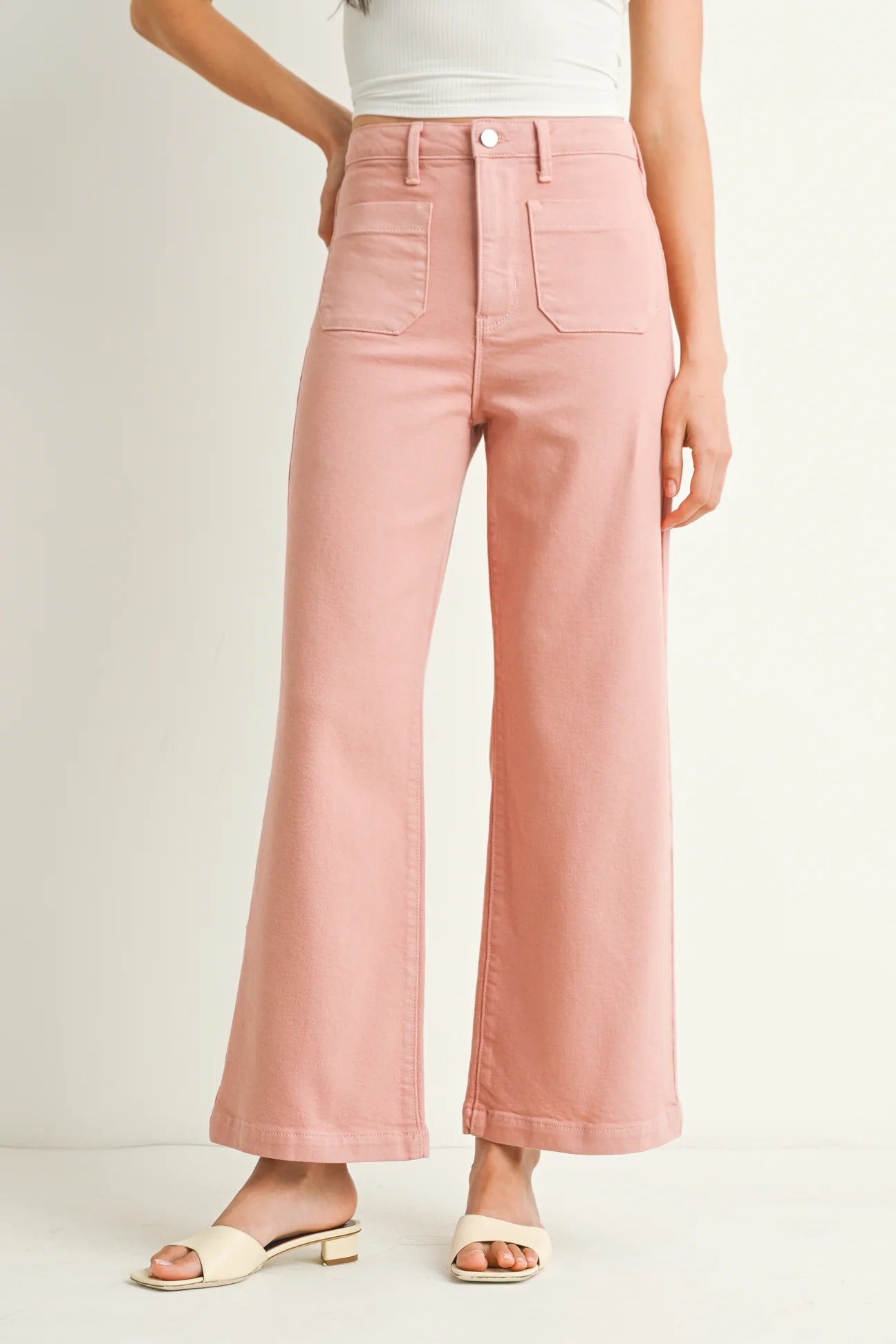The Sailor Pocket Wide Leg Denim in Dusty Coral