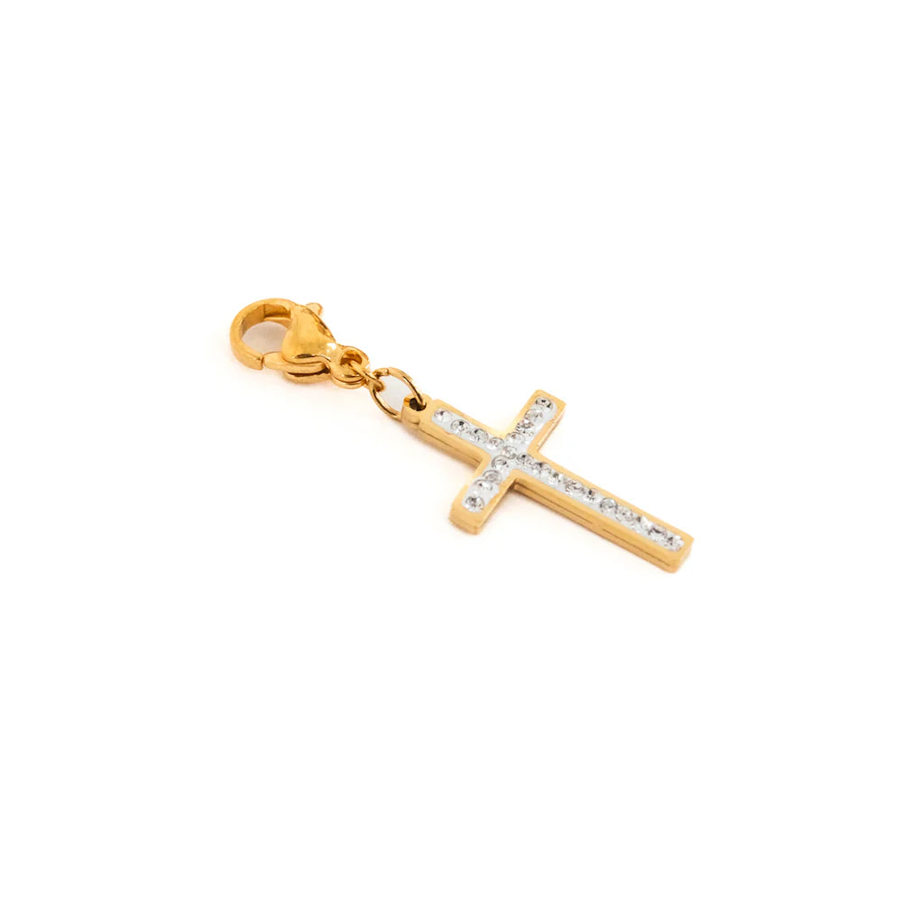 Sparkle Cross Charm in Gold