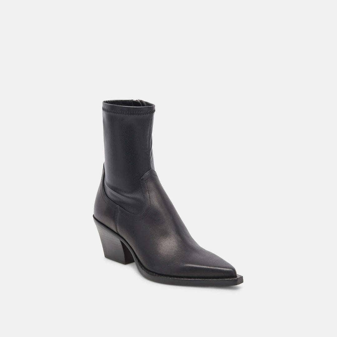 Rutger Black Leather Bootie