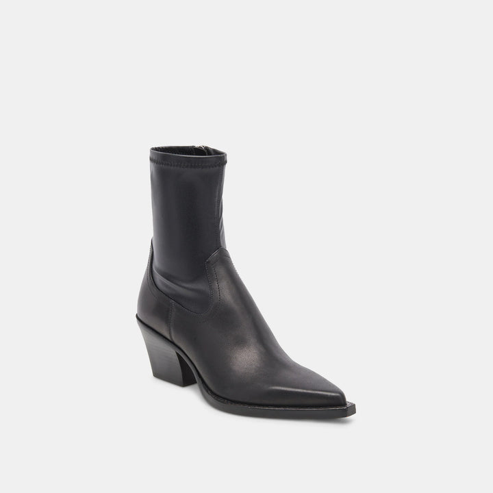 Rutger Black Leather Bootie