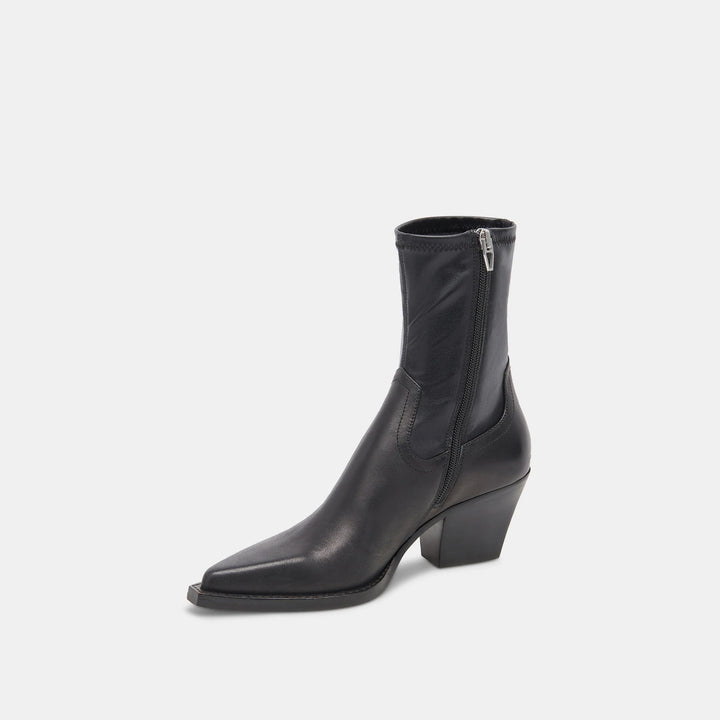 Rutger Black Leather Bootie