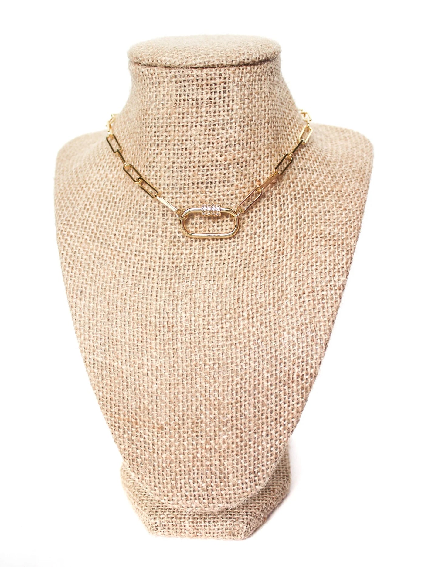 Gold Carabinieri Clasp - Paperclip Chain Necklace