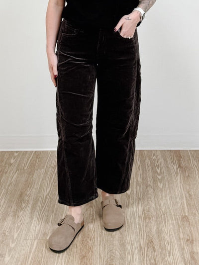 High Rise Dark Gray Corduroy Barrel Jeans