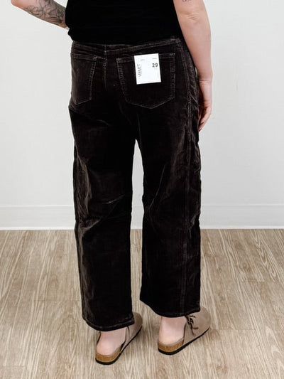 High Rise Dark Gray Corduroy Barrel Jeans