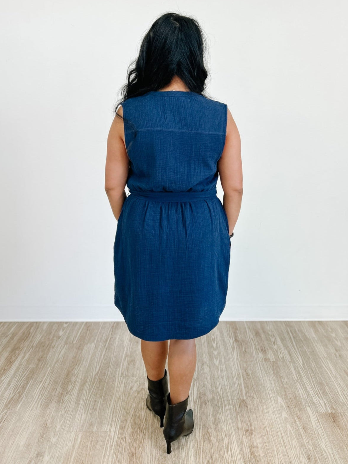 Tetra Grandad Button Through Dress With Tie