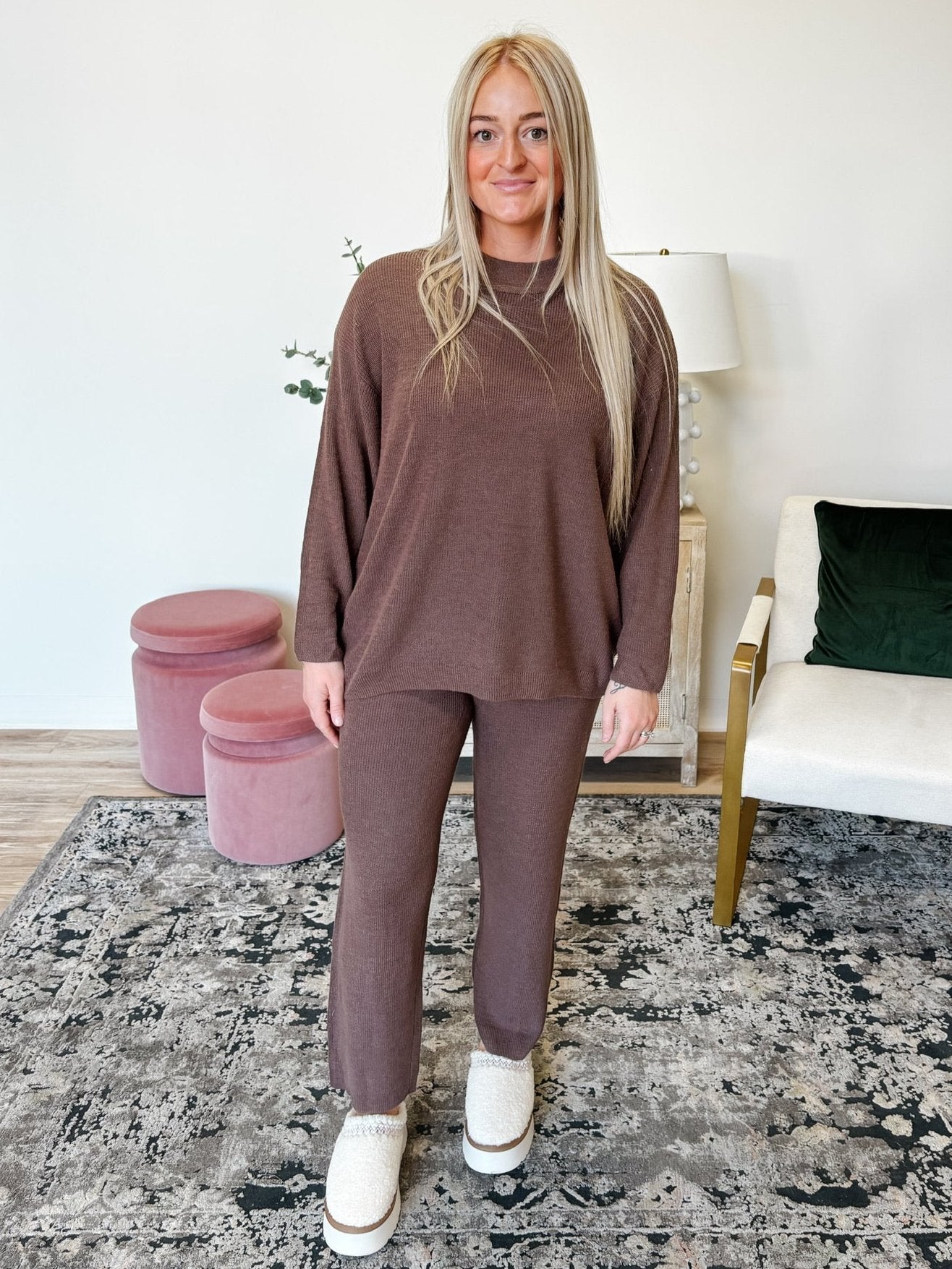 Free People Malibu Sweater Pant Set in Minked