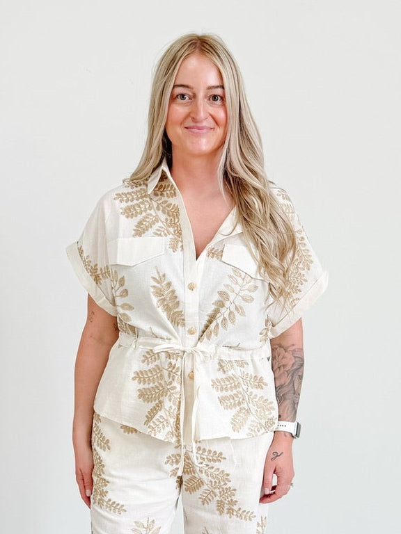 Blouse With Gold Foliage Print