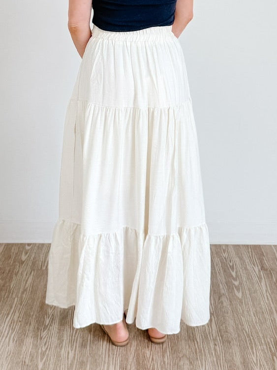 Long Flowing Braided Skirt in Off White