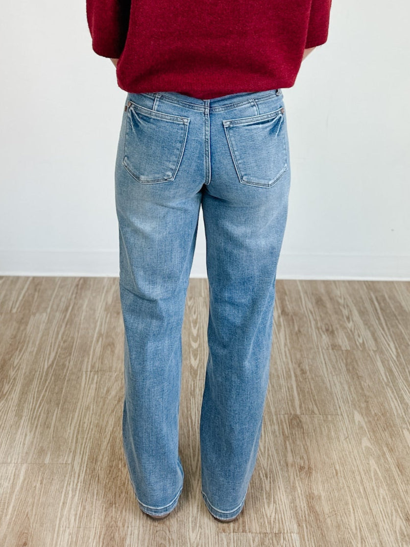Mid Rise Tummy Control Vintage Wash Straight