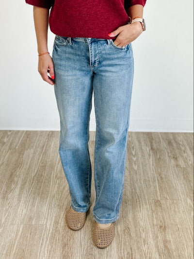 Mid Rise Tummy Control Vintage Wash Straight