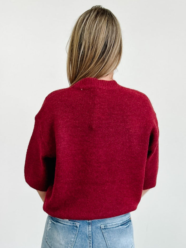 Elbow Sleeves Balloon Shape Sweater