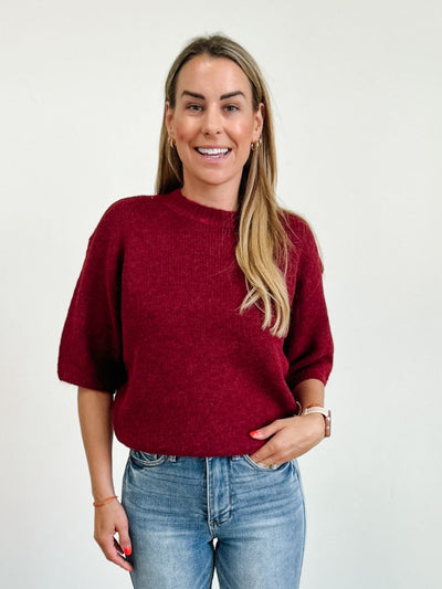 Elbow Sleeves Balloon Shape Sweater