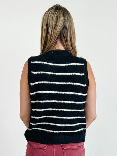 Sleeveless V-Neck Striped Sweater Vest