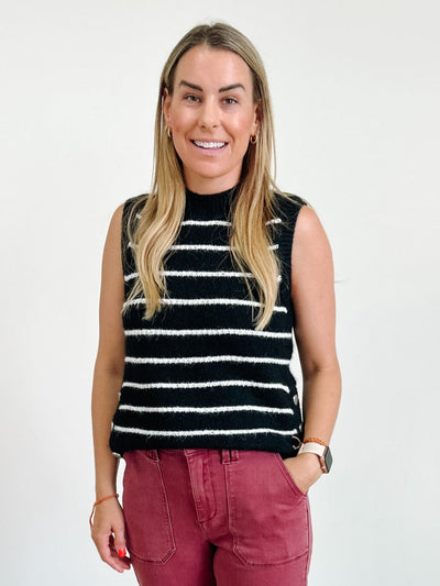 Sleeveless V-Neck Striped Sweater Vest