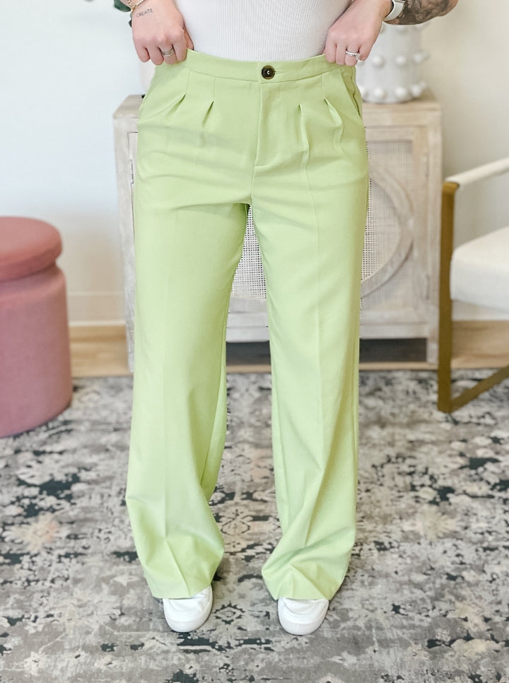 Full Length Vertigo Blazer Pants in Lime