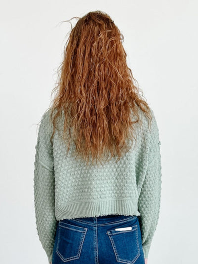 Textured Round Neck Long Sleeve Sweater