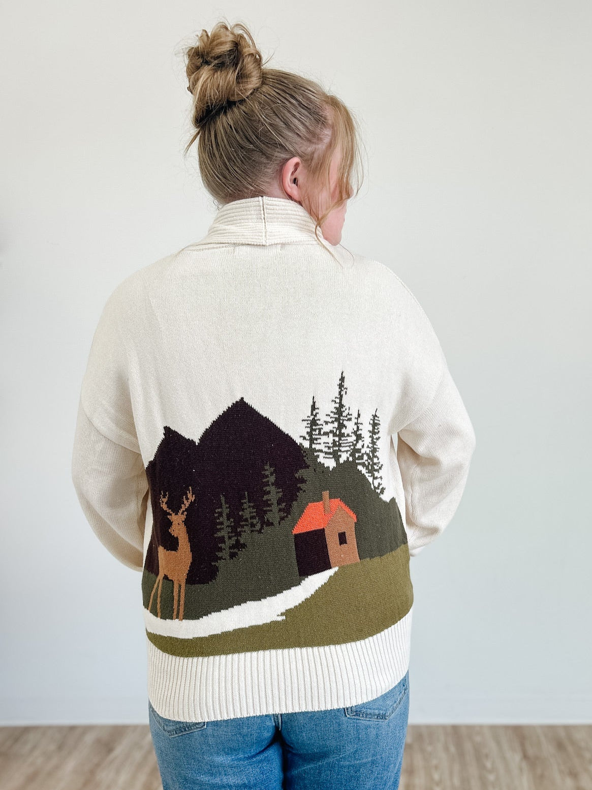 Camp Jacquard Toggle Button Down Knit Cardigan