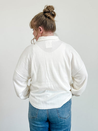 Collared Raw Edge Knit Top