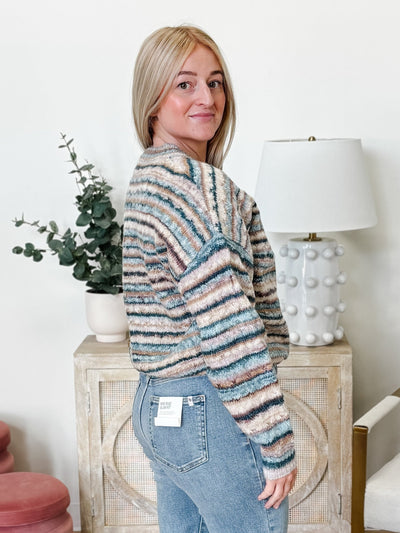 Multicolored Stripe Aran Sweater