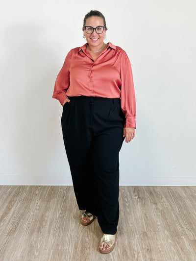 Pleat Wide Leg Pants