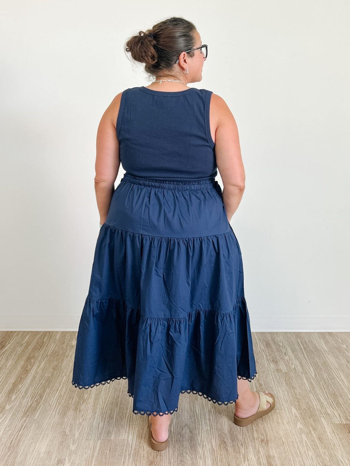 Knit Tank Poplin Skirt Dress