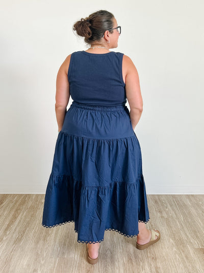 Knit Tank Poplin Skirt Dress
