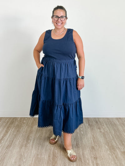 Knit Tank Poplin Skirt Dress