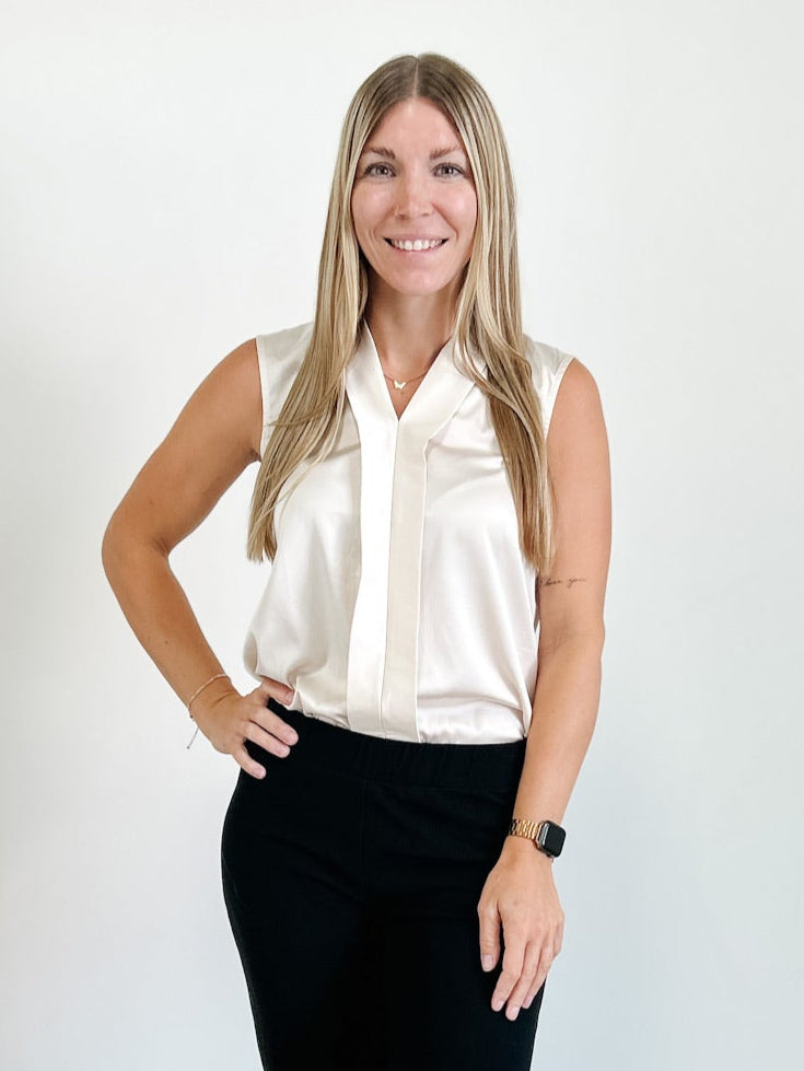 Satin Collared Sleeveless Blouse