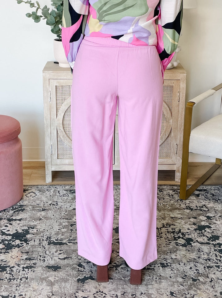 Carmen High Waist Wide Pull On Pant in Lavender