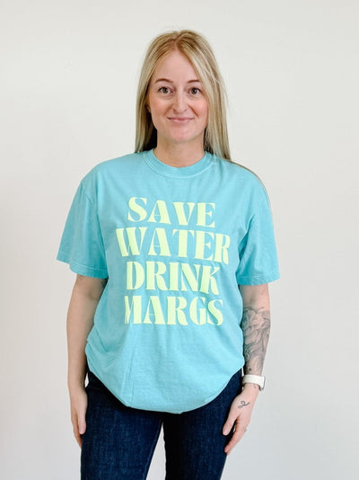 Save Water Drink Margs Graphic Tee in Blue Lagoon
