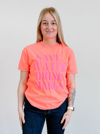 Save Water Drink Margs Graphic Tee in Coral